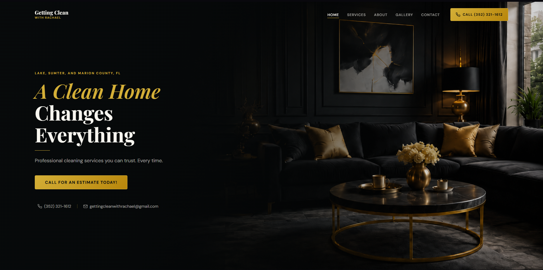 Getting Clean with Rachael website landing page built by Richard Penland