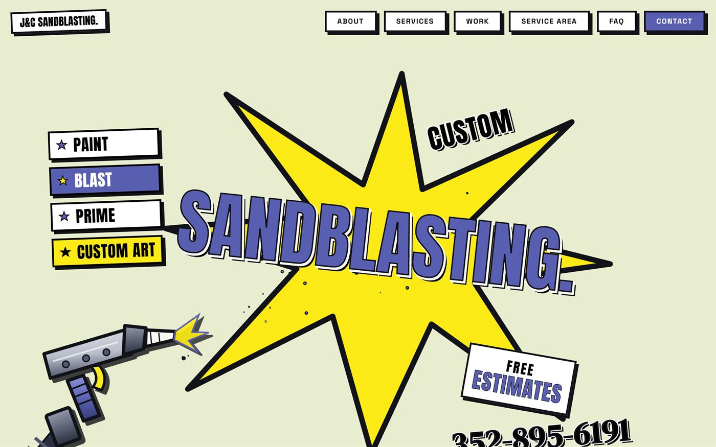 J&C Custom Sandblasting website built by Richard Penland